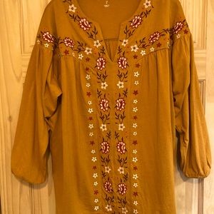 Embroidered Blouson Top